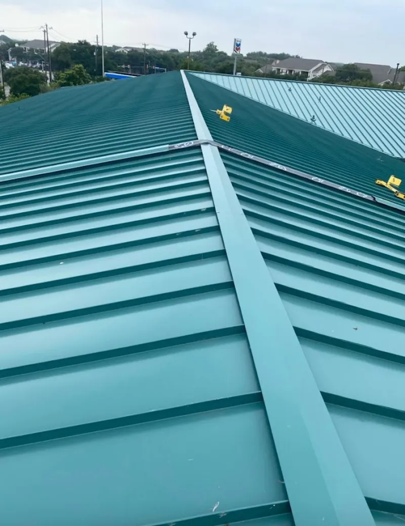 Green commercial metal roof ridge and valley for Metal Roof Repair in Accokeek